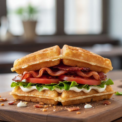 Deep Fried Waffle BLT Sandwich